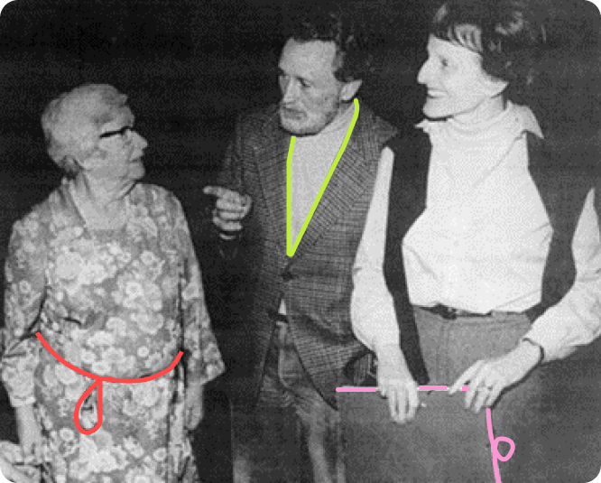 A man in between two women, sharing his thoughts