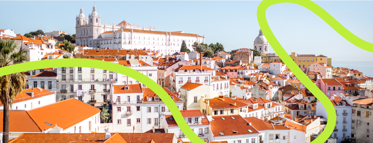 Old-town of Lisbon with its while-wall houses and buildings