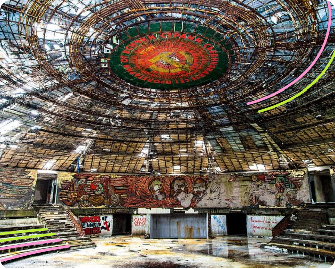 Inside a former official communist building in a bad shape