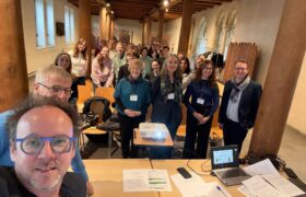 Group selfie in a classroom